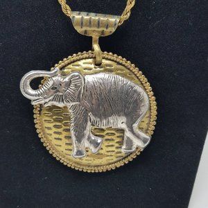 Vintage Rare Tribal Runway Mixed Metal Endangered Species Figural Elephant